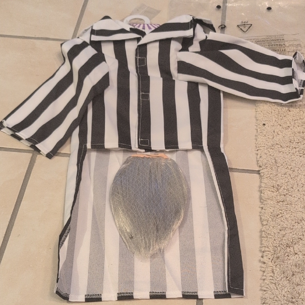 Beetle Juice Striped Black and White Pet Costume Large